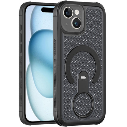 Phone Case for iPhone 15 Plus Magnetic Honeycomb Hybrid Rugged Armor Ring Kickstand Dual Layer Shock Absorbing Hard PC Soft TPU Cover