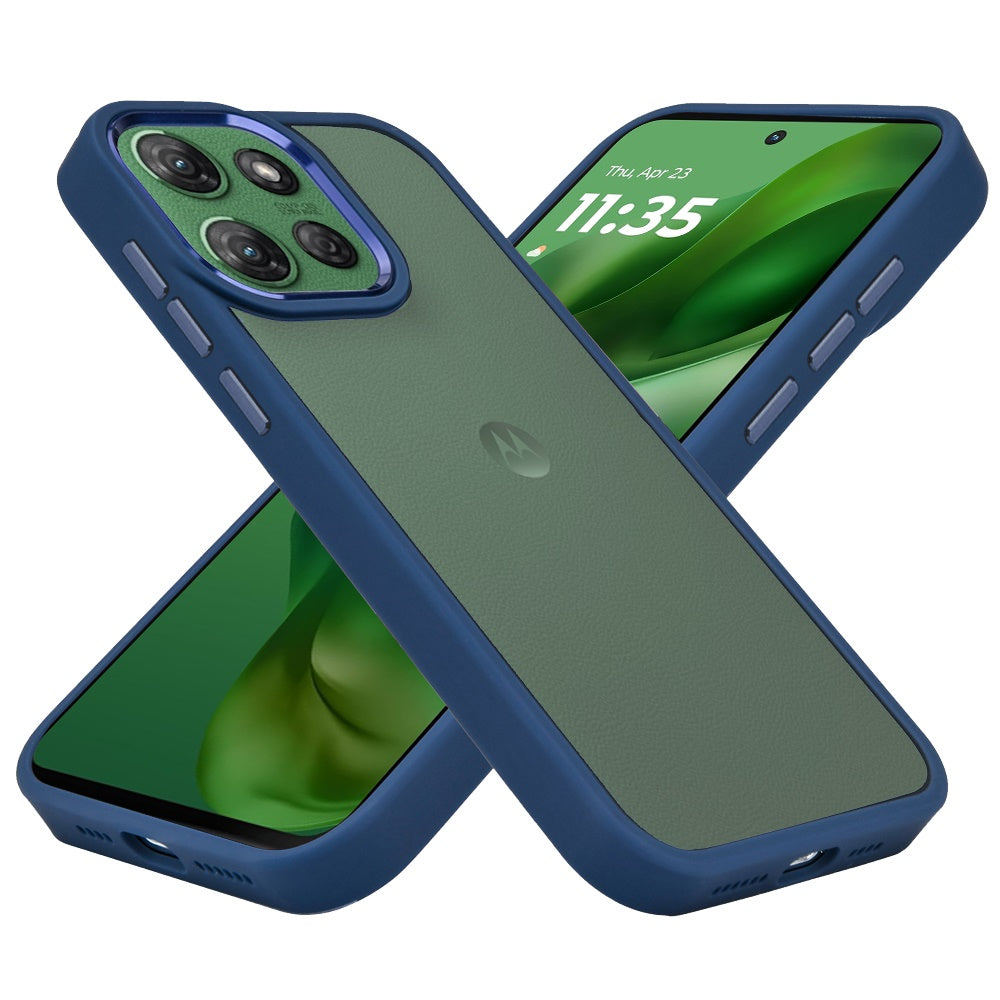 For Motorola Moto G Power 5G 2027 Slim Fit Hybrid Transparent Thick Acrylic with Metal Buttons Frame Protective Hard PC + TPU Shockproof Case Cover