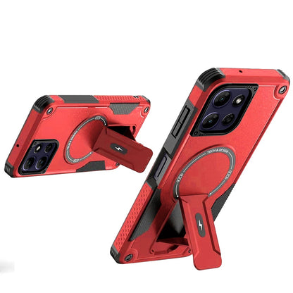 Phone Case for Motorola Moto G Power 5G 2026 /2025 Magnetic Kickstand Rugged Shockproof Armor Grip Anti Slip Heavy Duty Protective Matte Stand Hybrid Cover Red