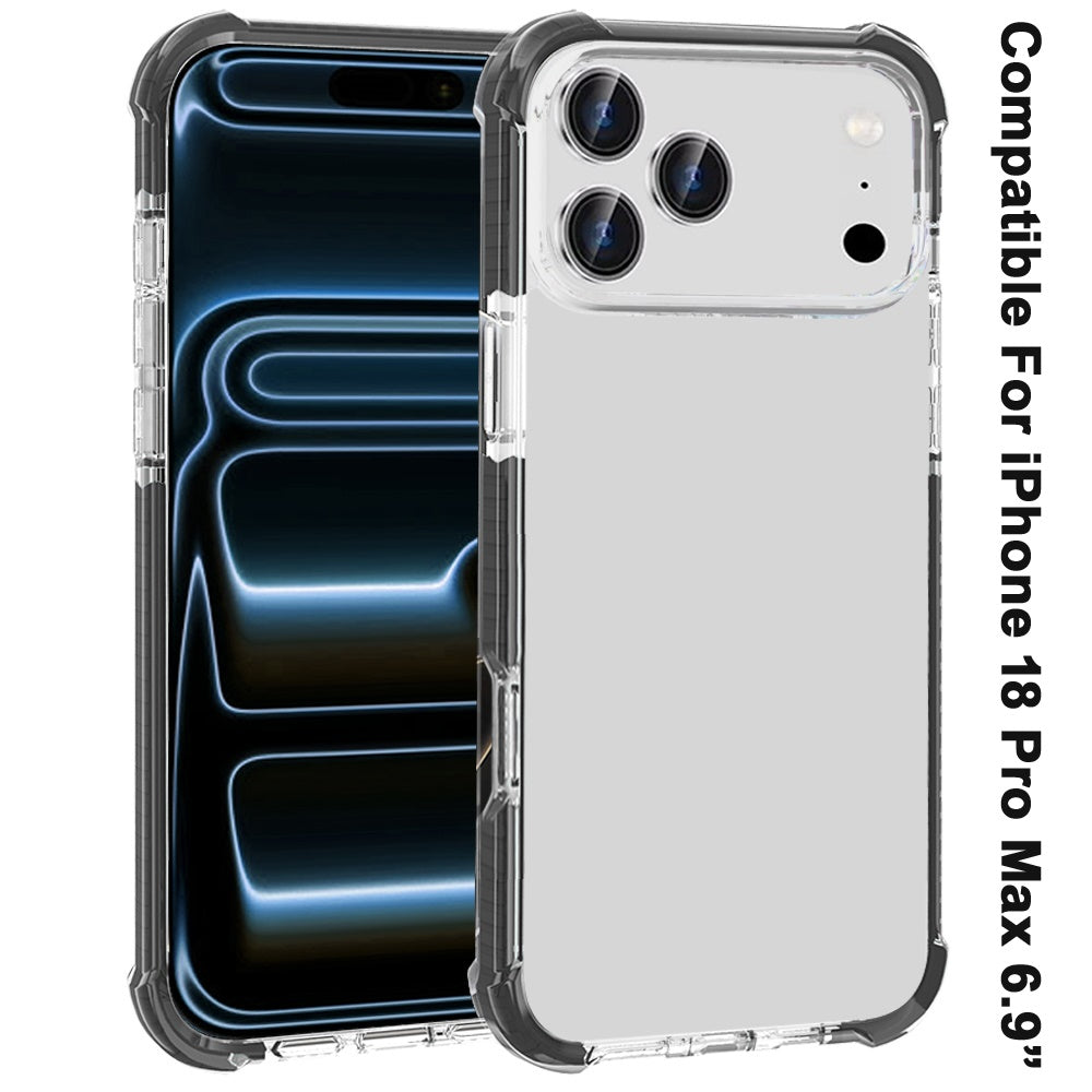 Phone Case for Apple iPhone 18 Pro Max Transparent Acrylic Shockproof Rugged Hybrid Heavy Duty Color Frame Raised Bezel Clear Durable Grip Cover