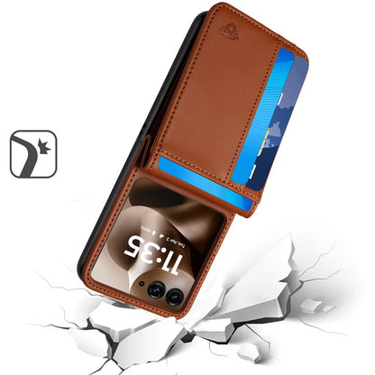 For Samsung Galaxy Z Fold 7 Wallet Case PU Leather Back Storage with Card ID Slot, Pocket Holder, Hybrid Protective Case Cover Brown