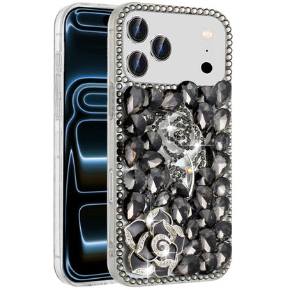 For Apple iPhone 17 Pro Max (6.9") Bling Crystal 3D Full Diamonds Luxury Sparkle Rhinestone Hybrid Protective Case Cover