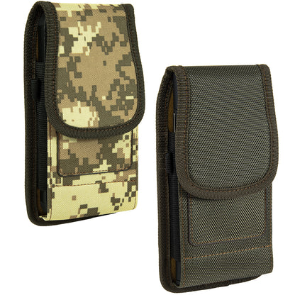For Apple iPhone 16 Pro (6.3") Universal Pouch Case Vertical Phone Holster Camouflage with Card Slots, Pen Holder, Belt Clip Loop & Hook Cover [Army Camo]