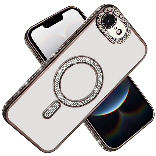 For Apple iPhone 17E /16E Bling Case with Diamond Magnetic Circle, Transparent Slim Shockproof Hybrid Slim Fit Case Cover