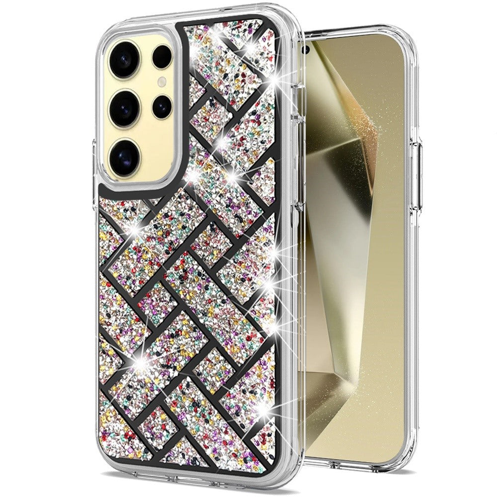 For Samsung Galaxy S25 Ultra Sparkly 3D Design Diamond Shockproof Protective Bling Glitter Rhinestone Hybrid Skin PC & TPU Case Cover