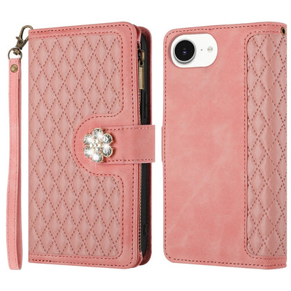 PU Leather Wallet Design Jewel Bling with Credit Card Holder Flip Folio Pouch Zipper Purse Wrist Strap
