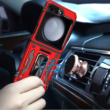 For Samsung Galaxy Z Fold 7 Tough Hybrid Case with Movable Camera Window & Metal Ring Stand Shockproof Case Cover