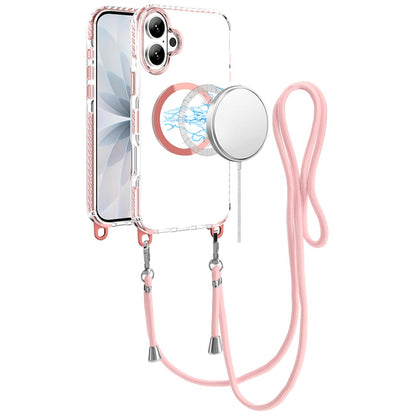 For Apple iPhone 17 (6.3") Clear Magnetic Frame PC Back Shockproof Protective Case with Detachable Lanyard Strap, Compatible with MagSafe Case Cover