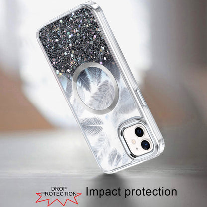 For Apple iPhone 17 (6.3") Epoxy Glitter Shimmer Fashion Case with Magnetic Magsafe Compatible Hybrid Sparkling Slim Protective Case Cover Cosmic Orange