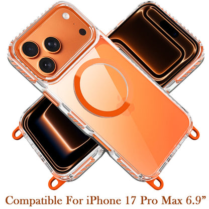 Phone Case for Apple iPhone 17 Pro Max (6.9") Transparent Magnetic Lanyard Shockproof Hybrid Clear Grip Durable Camera Protection TPU Anti-Slip Design Cover