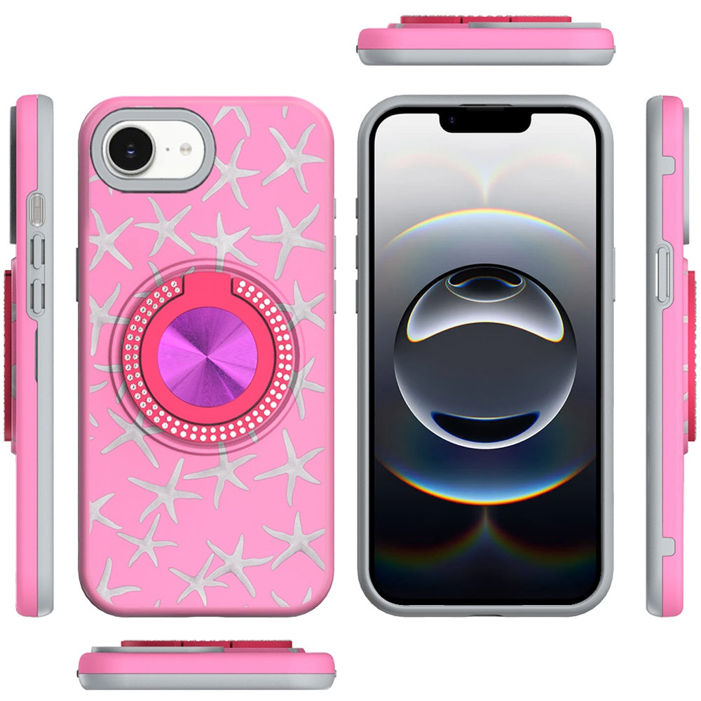 For Samsung Galaxy S26 Pattern Design Hybrid with Invisible Ring Stand & Magnetic Back, Shockproof Protective Grip Case Cover