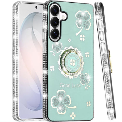 Phone Case for Samsung Galaxy S26 FE /S26 Fan Edition Glitter Diamond Ring Stand Sparkle Rhinestone Edge AntiSlip Kickstand Luxury Fashion Bumper Shockproof Cover