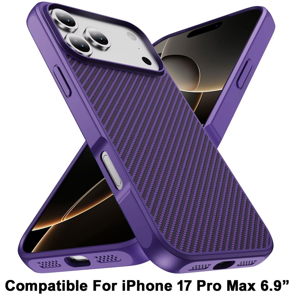 For Apple iPhone 17 Pro Max (6.9") Carbon Fiber Design with Magnetic HQ 2.0mm Thick Hybrid Shockproof Rubber Hard PC Case Cover