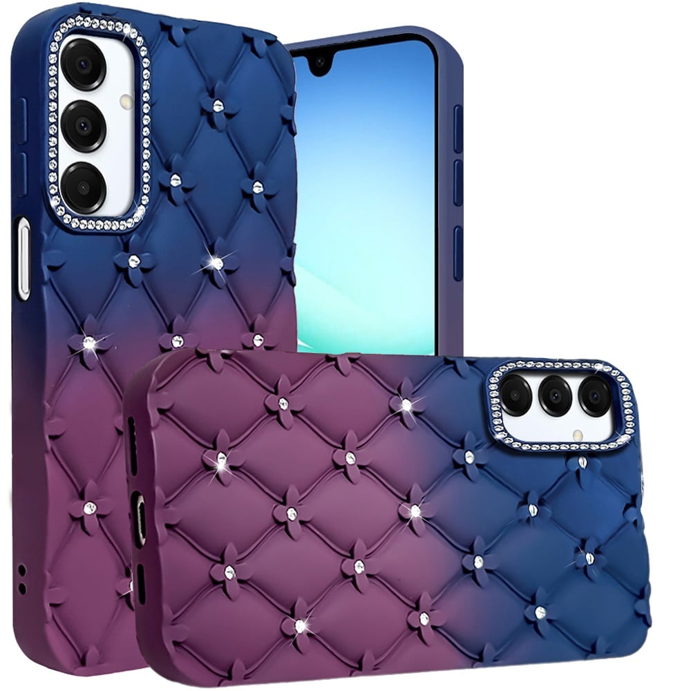 Phone Case for Samsung Galaxy A17 5G Floral Glitter Shimmer Bling Hybrid Shockproof Anti Slip Thick TPU Protective Stylish Design Cover