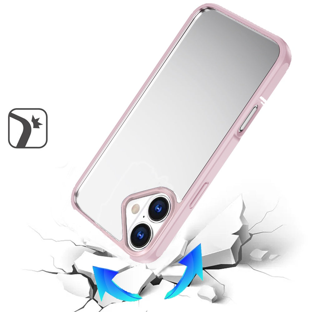 For Apple iPhone 17 (6.3") Hybrid Transparent HQ Slim Shockproof Clear Protective Thick 2.0mm TPU Frame Case Cover Pink