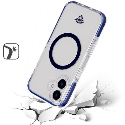 For Apple iPhone 16 Plus (6.7") Premium Hybrid Clear TPU Circle Magnetic [Compatible with MagSafe] Shockproof Color Frame Bumper Case Cover