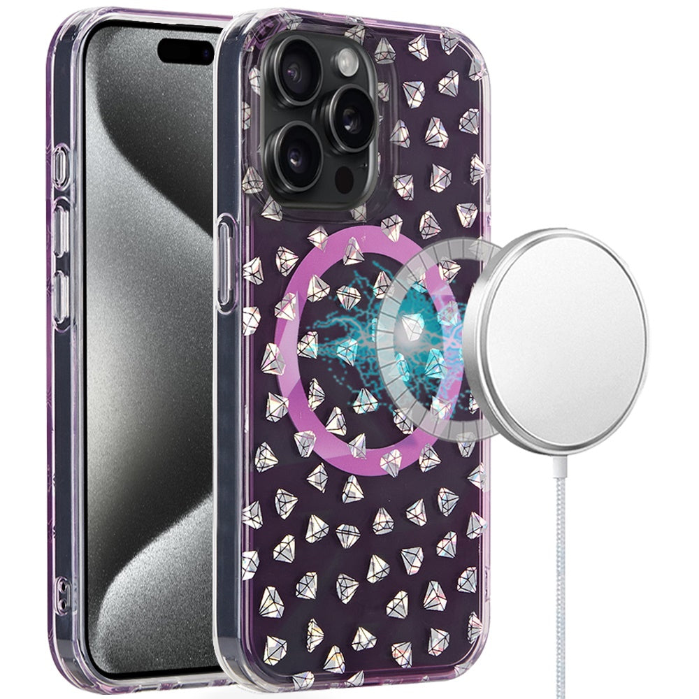 For Apple iPhone 16 Plus (6.7") Floral Pattern Design Cute Clear Hybrid Compatible with Magsafe Double Layer Soft TPU Hard PC Case Cover