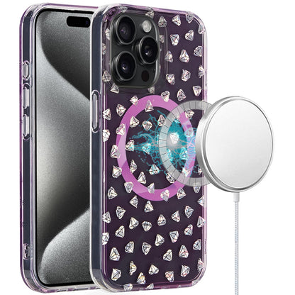 For Apple iPhone 16 Plus (6.7") Floral Pattern Design Cute Clear Hybrid Compatible with Magsafe Double Layer Soft TPU Hard PC Case Cover