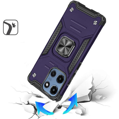For Motorola Moto G Power 5G 2025 Armor Hybrid Magnetic Stand with Ring Holder Kickstand Shockproof Heavy-Duty Durable Rugged TPU Dual Layer Case Cover