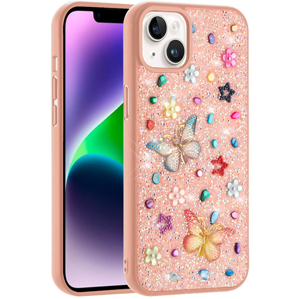 Phone Case for Apple iPhone 14 3D Butterfly Diamond Bling Glitter Shockproof Stylish Protective Luxury Hybrid Sparkly Durable Grip Design Cover