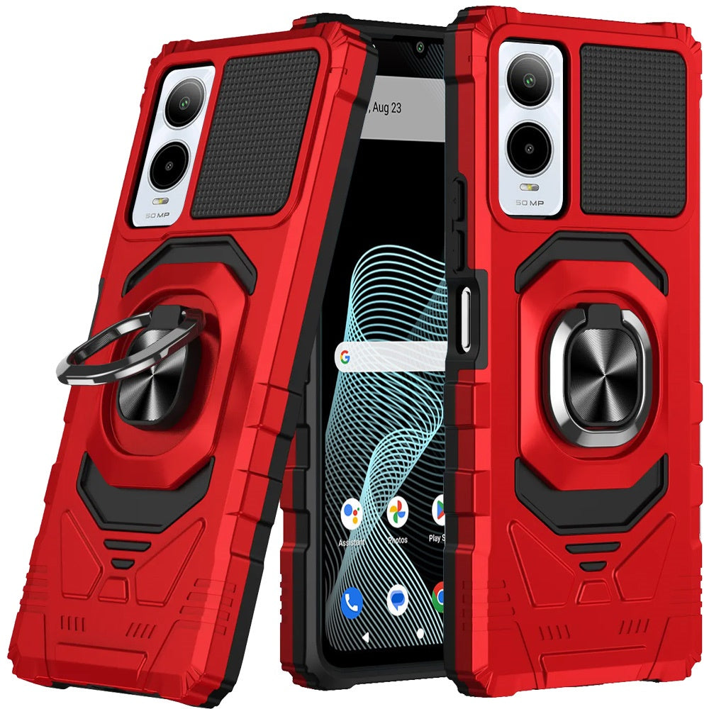 For Apple iPhone 16e Hybrid Dual Layer with 360° Rotate Magnetic Ring Stand Holder Kickstand TPU Rugged PC Shockproof Case Cover