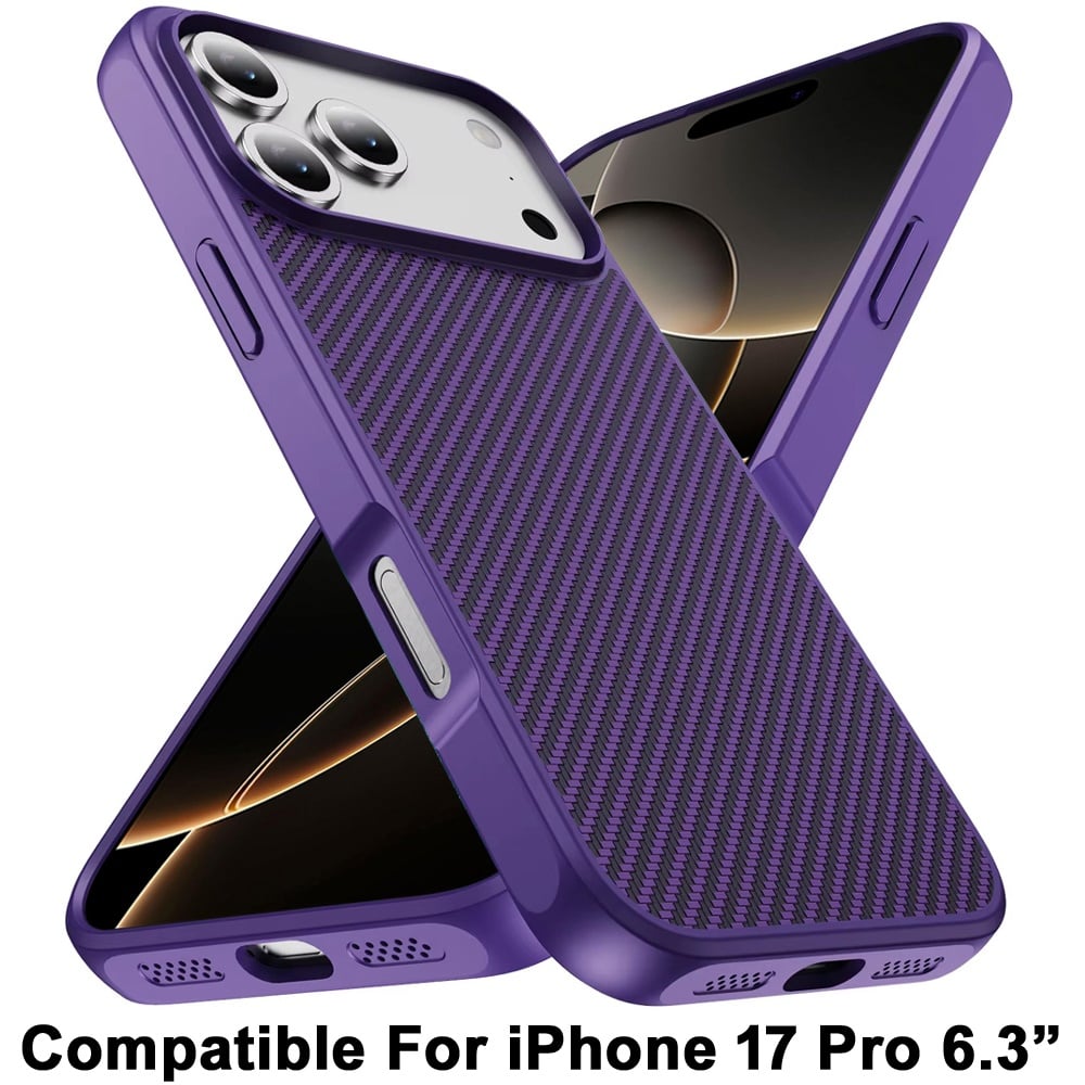 For Apple iPhone 17 Pro (6.3") Carbon Fiber Design with Magnetic HQ 2.0mm Thick Hybrid Shockproof Rubber Hard PC Case Cover