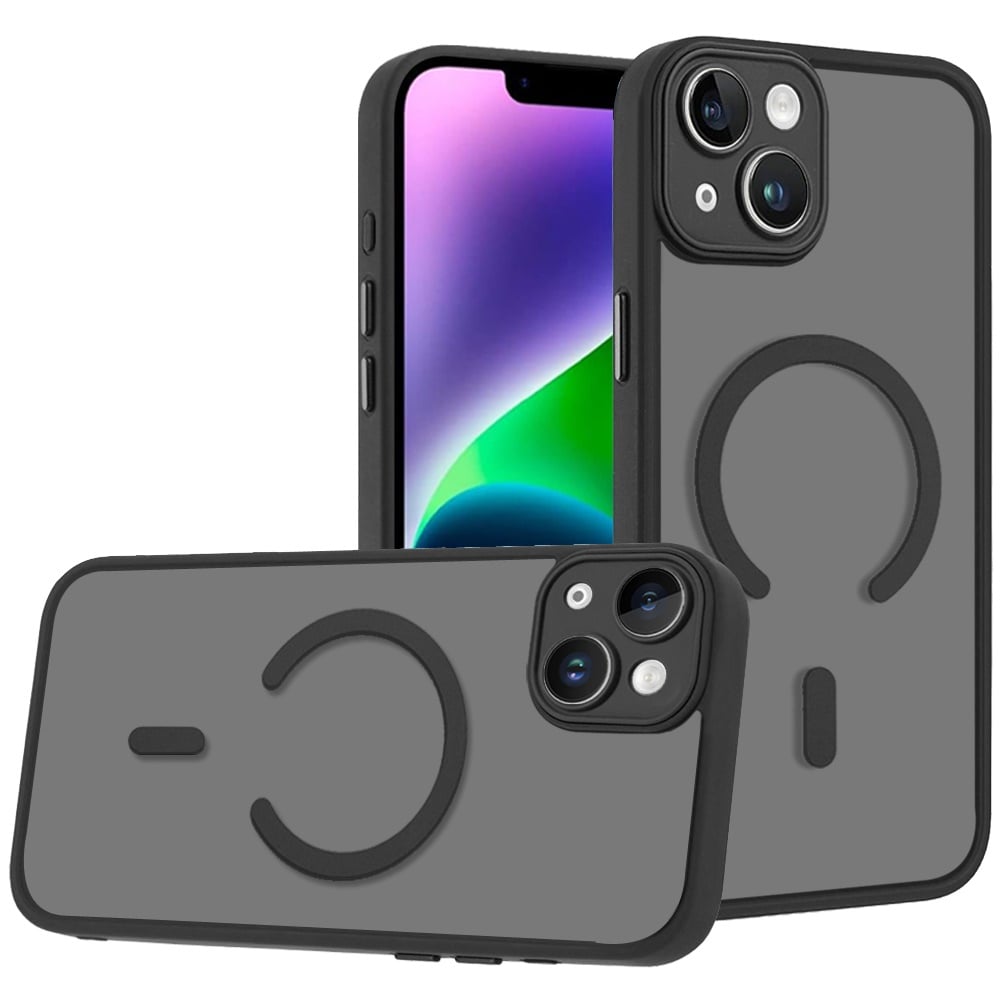Phone Case for Apple iPhone 14 /iPhone 13 Matte Frosted Magnetic Back Hybrid Hard PC Soft TPU Camera Protection Slim Shock Absorbing Anti Fingerprint Cover