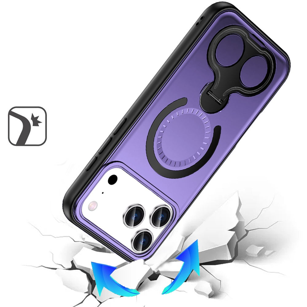 For Samsung Galaxy S26+ / S26 Plus Hybrid with Invisible 2 Hole Ring Stand Magnetic back Car Mount Friendly Protector Case Cover Purple