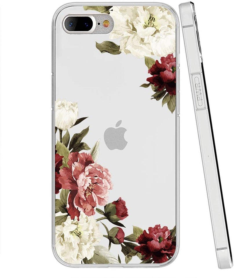 Phone Case Cover for Apple iPhone 17E /iPhone 16E Floral Pattern Hybrid Transparent TPU Silicone, Shock Absorption Bumper, Hard Back Slim Cover