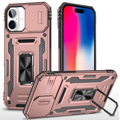 Apple iPhone 16 Plus (6.7") Hybrid Case with Rotation Ring Stand Shockproof & Camera Window TPU Armor Dropproof