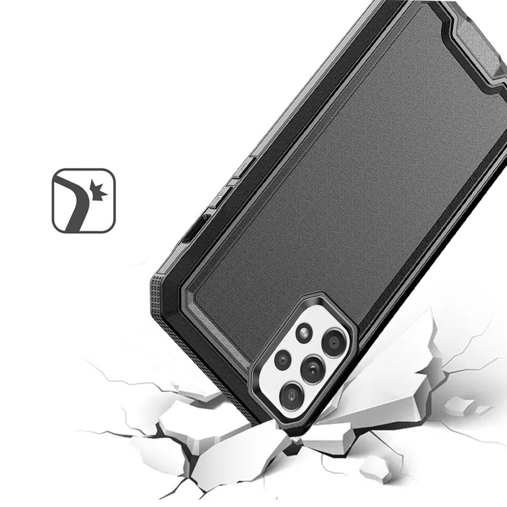 For Samsung Galaxy A52 5G Tough Modern Fused Hybrid Armor Hard PC TPU Rubber Shockproof Drop Protection Impact Case Cover Black