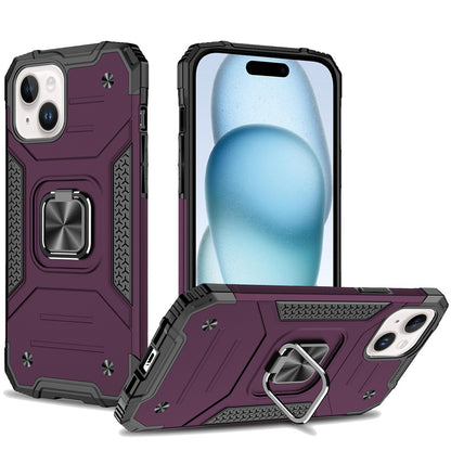 Phone Case for Apple iPhone 15 Plus Magnetic Car Mount Hybrid Ring Stand Shockproof Rugged Grip Armor Heavy Duty Protective TPU Durable Cover Purple