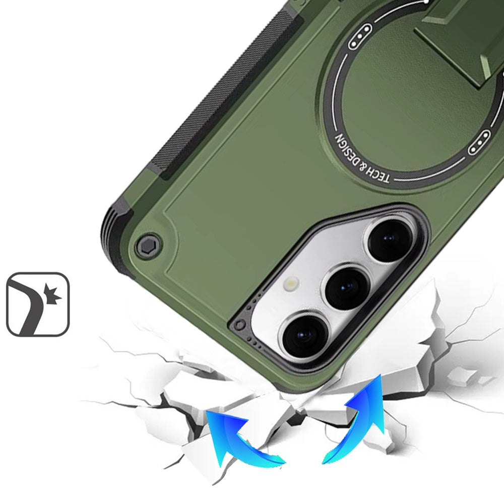 For Samsung Galaxy A16 5G Magnetic Invisible Kickstand Holder with Magsafe, Slim Fit Shockproof Hybrid Military Grade Heavy Duty Case Cover