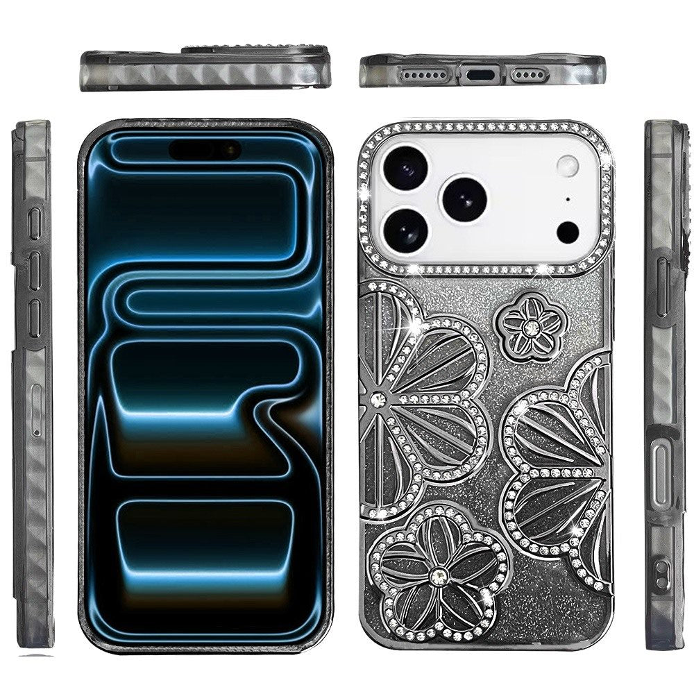 Phone Case for Apple iPhone 18 Pro Shimmer Glitter Floral Thick TPU Shockproof Durable Grip Camera Protection Anti-Scratch Stylish Design Cover