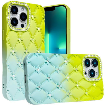For Motorola Edge 2025 Fashion Flower Design Sparkle Glitter Shimmer Rhinestone Bling Floral Accents, Leather Texture TPU Case Cover