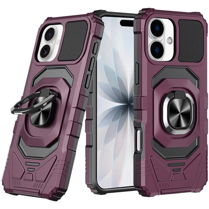 Phone Case for Apple iPhone 17/ iPhone 18 Rugged Hybrid Dual Layer Magnetic Ring Stand Armor Shock Absorbing Heavy Duty TPU Reinforced Bumper Cover Purple