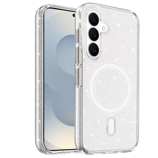 For Samsung Galaxy S26+ / S26 Plus MagSafe Compatible Glitter Sparkle Bling Hybrid Case with Magnetic Circle, Slim TPU & Hard PC Frame Case Cover