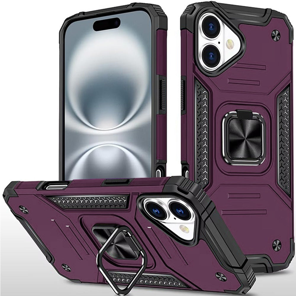 Magnetic Car Mount Hybrid Ring Stand Shockproof Rugged Grip Armor Heavy Duty Protective TPU Durable