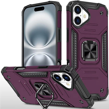Magnetic Car Mount Hybrid Ring Stand Shockproof Rugged Grip Armor Heavy Duty Protective TPU Durable