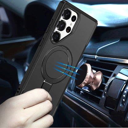 Phone Case for Samsung Galaxy S25 Ultra Magnetic Ring Stand Matte Finish Shockproof Grip Slim Armor Heavy Duty TPU Protective Hybrid Cover