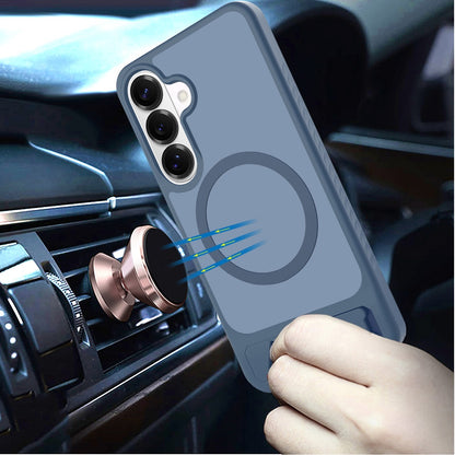Phone Case for Samsung Galaxy S26 FE /Fan Edition Matte Magnetic Metal Kickstand Shockproof Grip Anti Slip Durable Protective Heavy Duty Hybrid Cover Blue