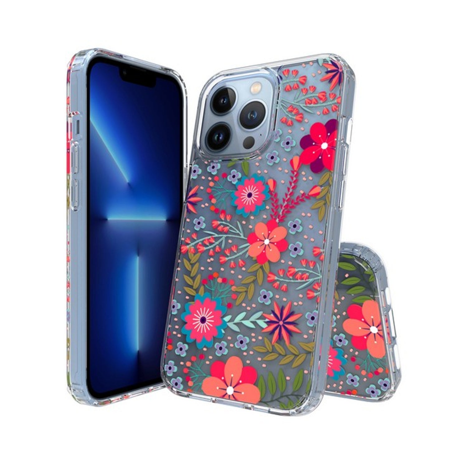 Phone Case Cover for Apple iPhone 17E /iPhone 16E Floral Pattern Hybrid Transparent TPU Silicone, Shock Absorption Bumper, Hard Back Slim Cover