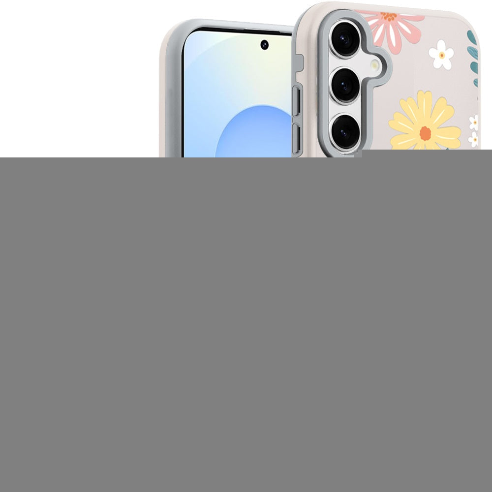For Samsung Galaxy S25 /S24 Pattern Design Hybrid with Invisible Ring Stand & Magnetic Back, Shockproof Protective Grip Case Cover