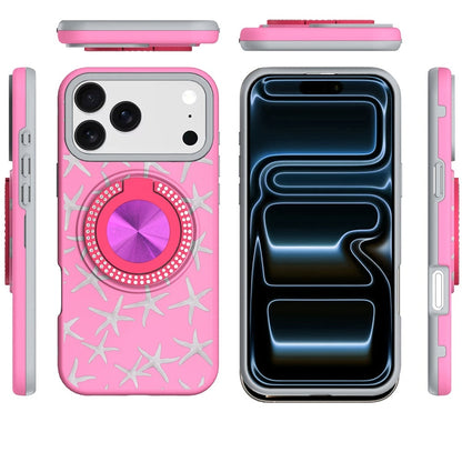 Phone Case for Apple iPhone 18 Pro Max Magnetic Ring Stand Matte Metal Hybrid Car Mount Friendly Shockproof Rotational Grip Diamond Design Pattern Cover