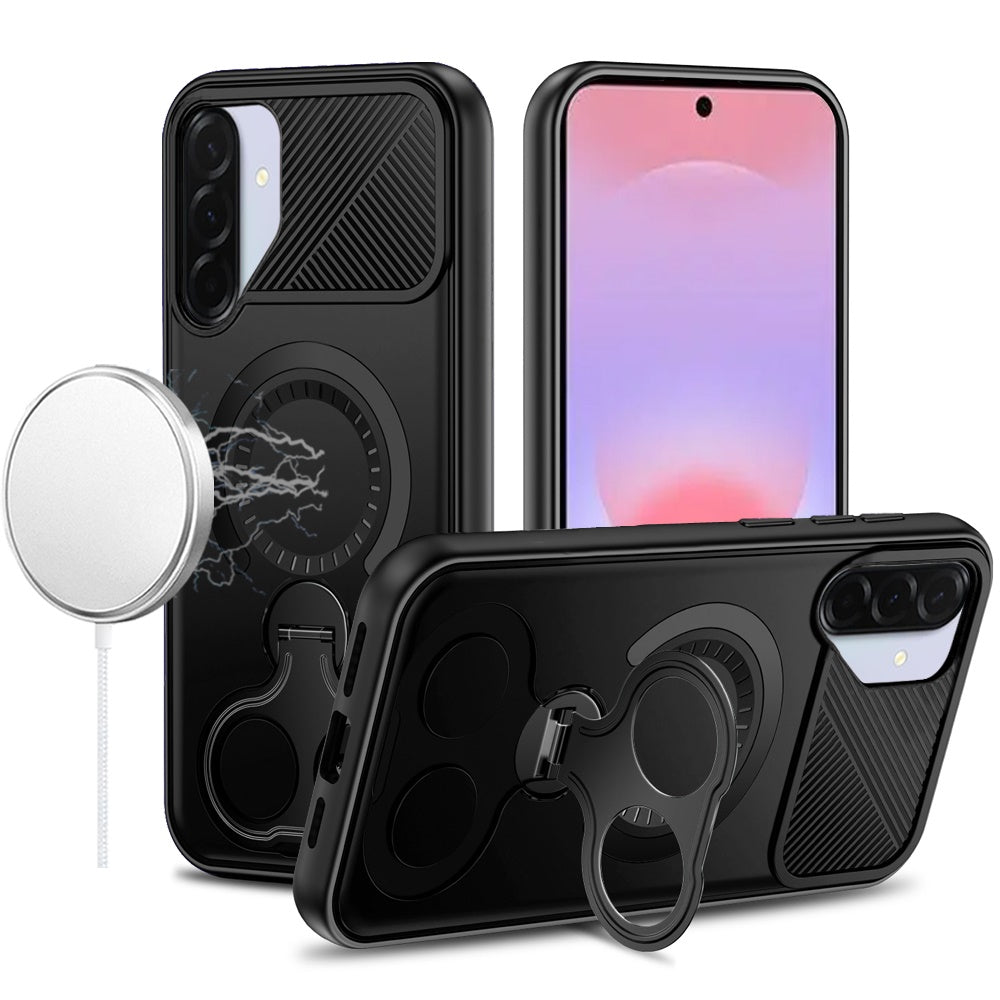 Phone Case for Galaxy A37 Magnetic 2 Ring Stand Car Mount Friendly Shockproof Rugged Grip Armor Dual Ring Kickstand Heavy Duty Hybrid Cover