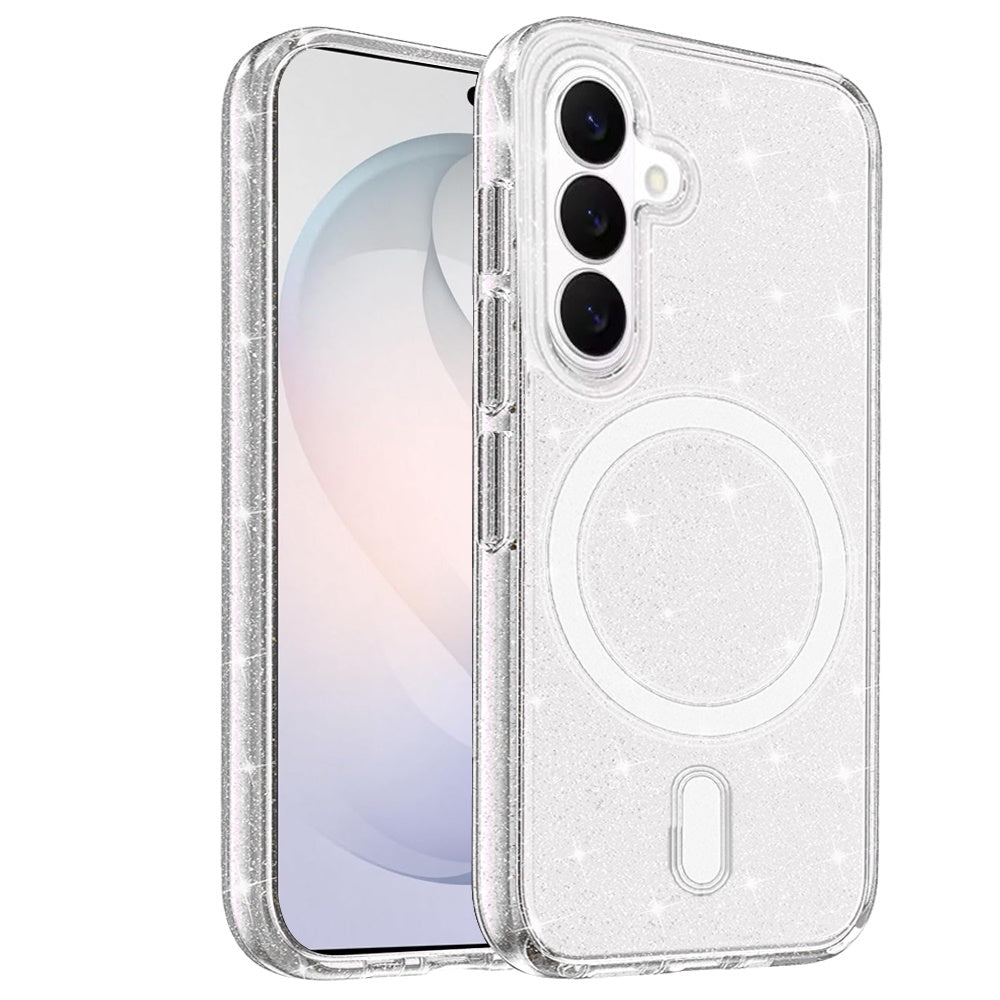 Phone Case for Samsung Galaxy S26 FE /Fan Edition Glitter Magnetic Transparent Shockproof Hybrid TPU Thick 3mm Grip Durable Camera Protection Anti-Slip Cover Clear