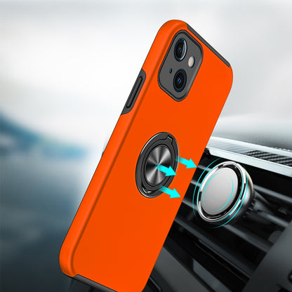 Phone Case for iPhone 15 (6.1") Invisible Ring Stand Shockproof Anti Slip Durable Grip Protective Hybrid Fit Magnetic Car Mount Holder Cover Cosmic Orange