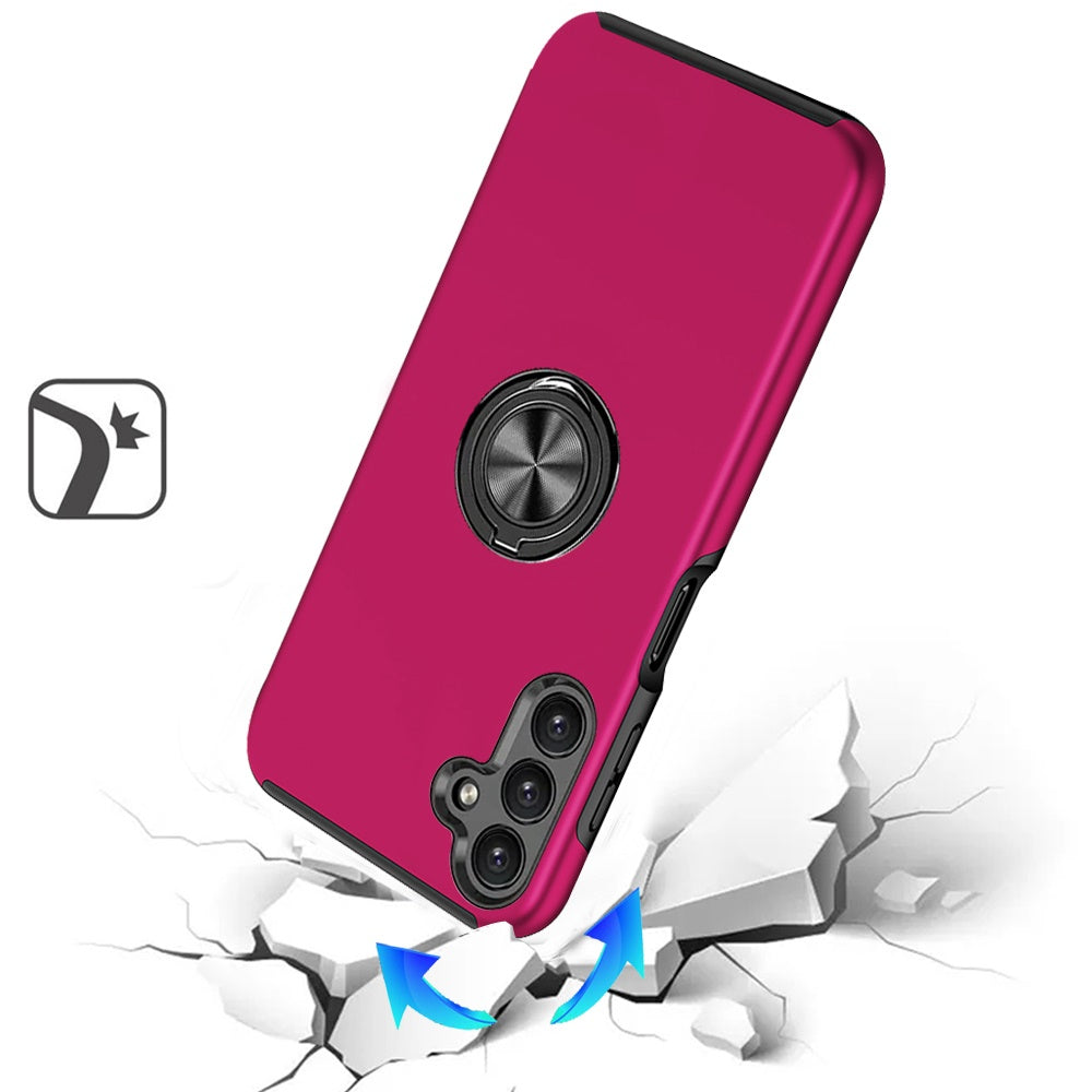 For Samsung Galaxy A17 5G Hybrid 360 Degree Rotatable Metal Invisible Ring Stand Holder Slim Fit Magnetic Car Mount Shockproof Case Cover