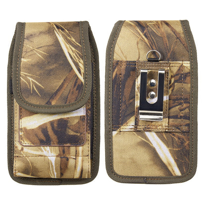 For Apple iPhone 16 Pro (6.3") Universal Pouch Case Vertical Phone Holster Camo Print with Card Slots, Pen Holder, Belt Clip Loop & Hook Cover [Camouflage]