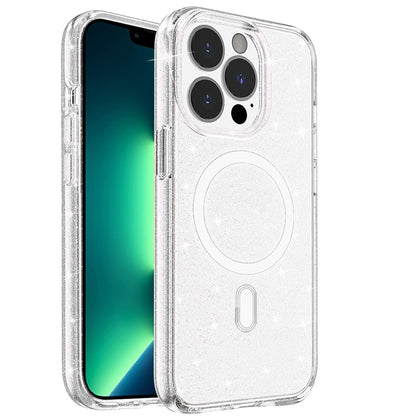 For Apple iPhone 11 Pro Max MagSafe Compatible Glitter Sparkle Bling Hybrid Case with Magnetic Circle, Slim TPU & Hard PC Frame Case Cover Clear